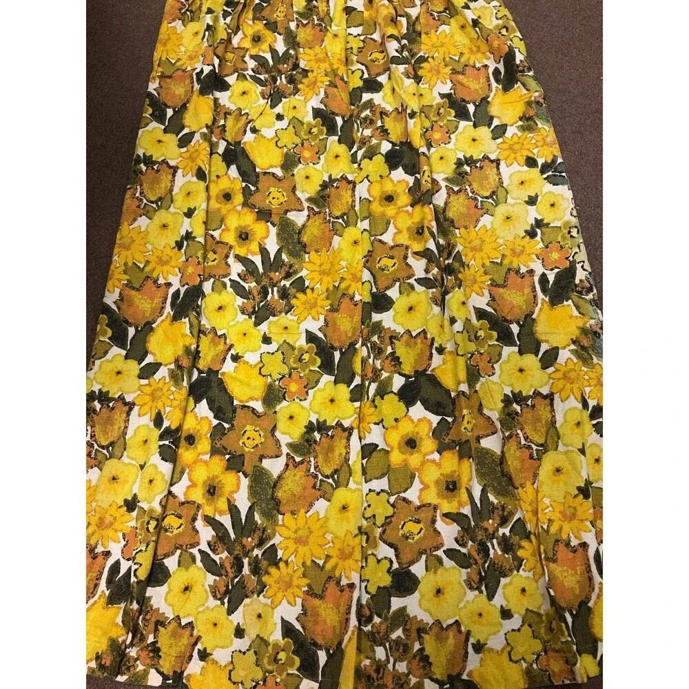 Vintage Barkcloth Fabric Q960s Mod Floral Curtains